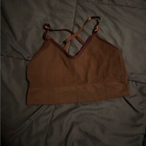 Brown Bralette Crop Top - Strappy Back